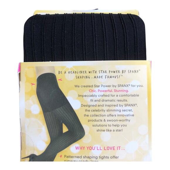 Spanx Star Power Center Stage Ribbed Row Patterned Shaping Tights Size C - Picture 12 of 14